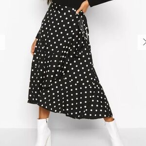 Wrap polka dot midi skirt